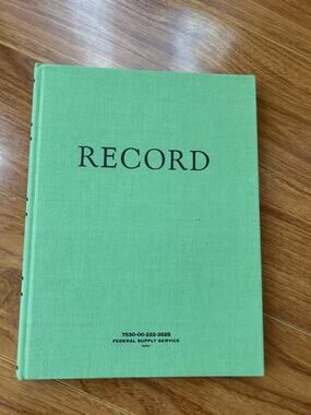NEW Vintage Federal Supply Service Record Book-Green Cloth Cover Ruled Paper